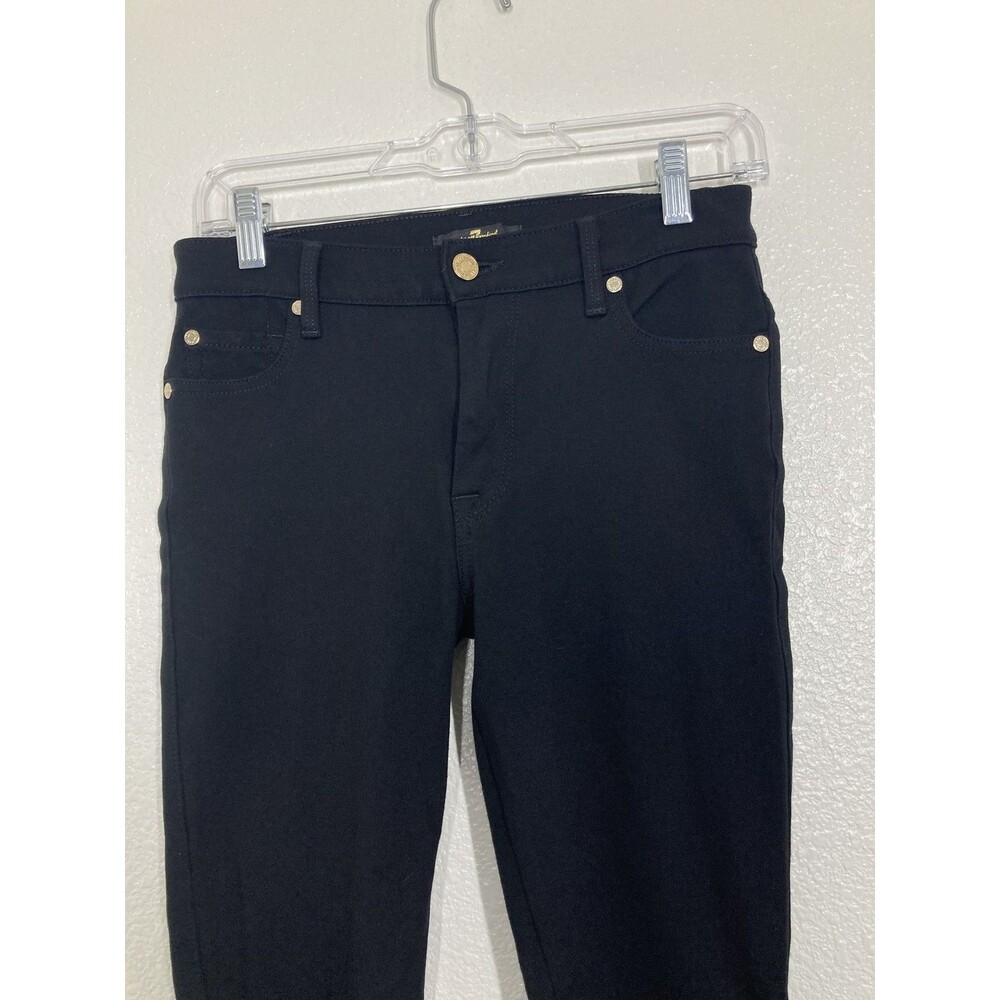 7 For All Mankind Pants Womens 27 Black Skinny Stretch Denim Gold Hardware USA - Picture 3 of 16